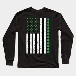 Shamrock Irish Usa Flag St Patricks Day Long Sleeve T-Shirt